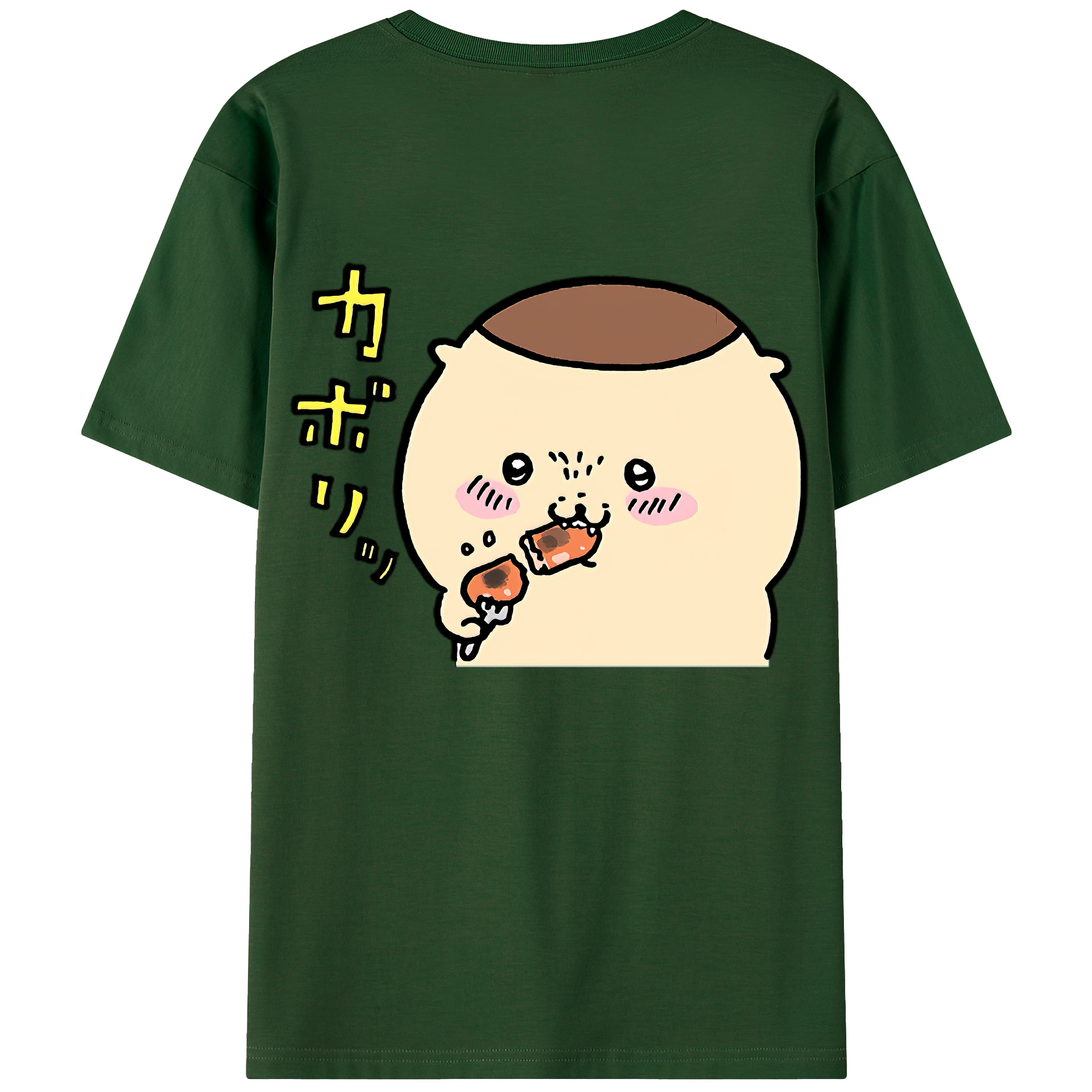 （画像用） ちいかわ くりまんじゅう Chii-kawa kuri manjū 綿100％半袖Tシャツ（背面プリント）
